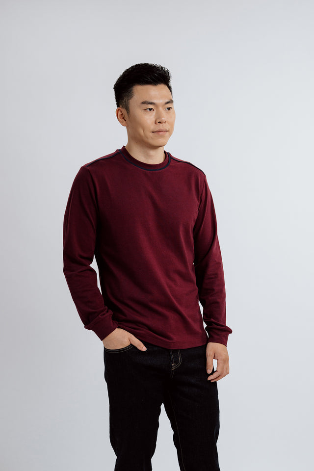Pintuck Long Sleeves Crew Neck
