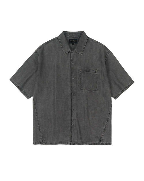 Denim short-sleeve shirt